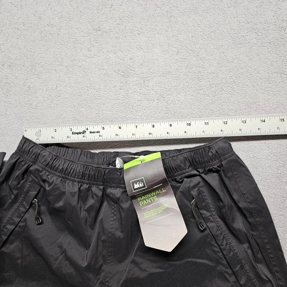REI Rainwall Pants Kids Large 14-16 Black Waterproof Windproof Hiking Outdoor